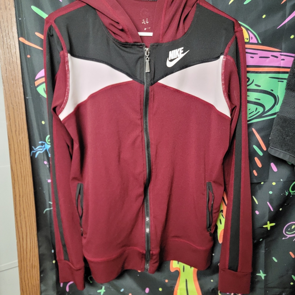 Nike Women's Burgundy and Black Track Jacket - Picture 1 of 2